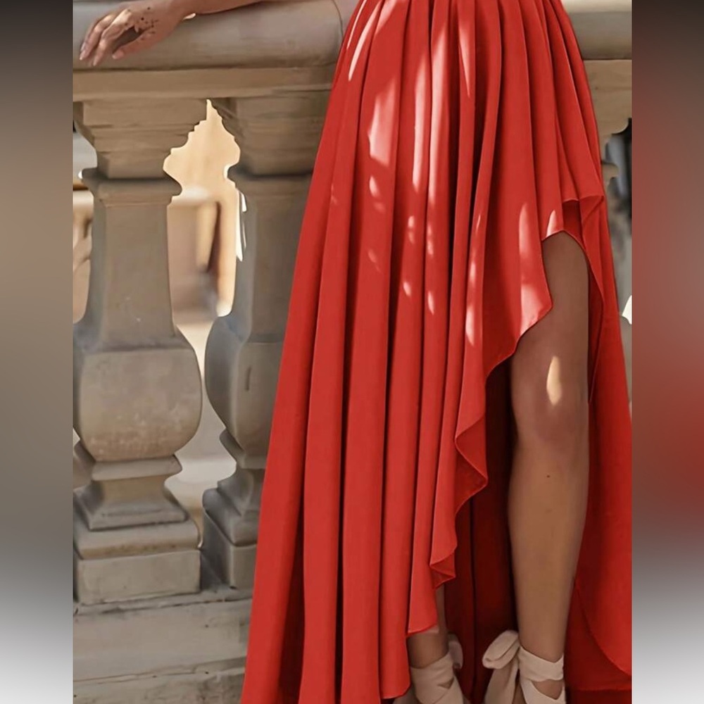 Elegant Orange Evening Gown - Picture 5 of 7